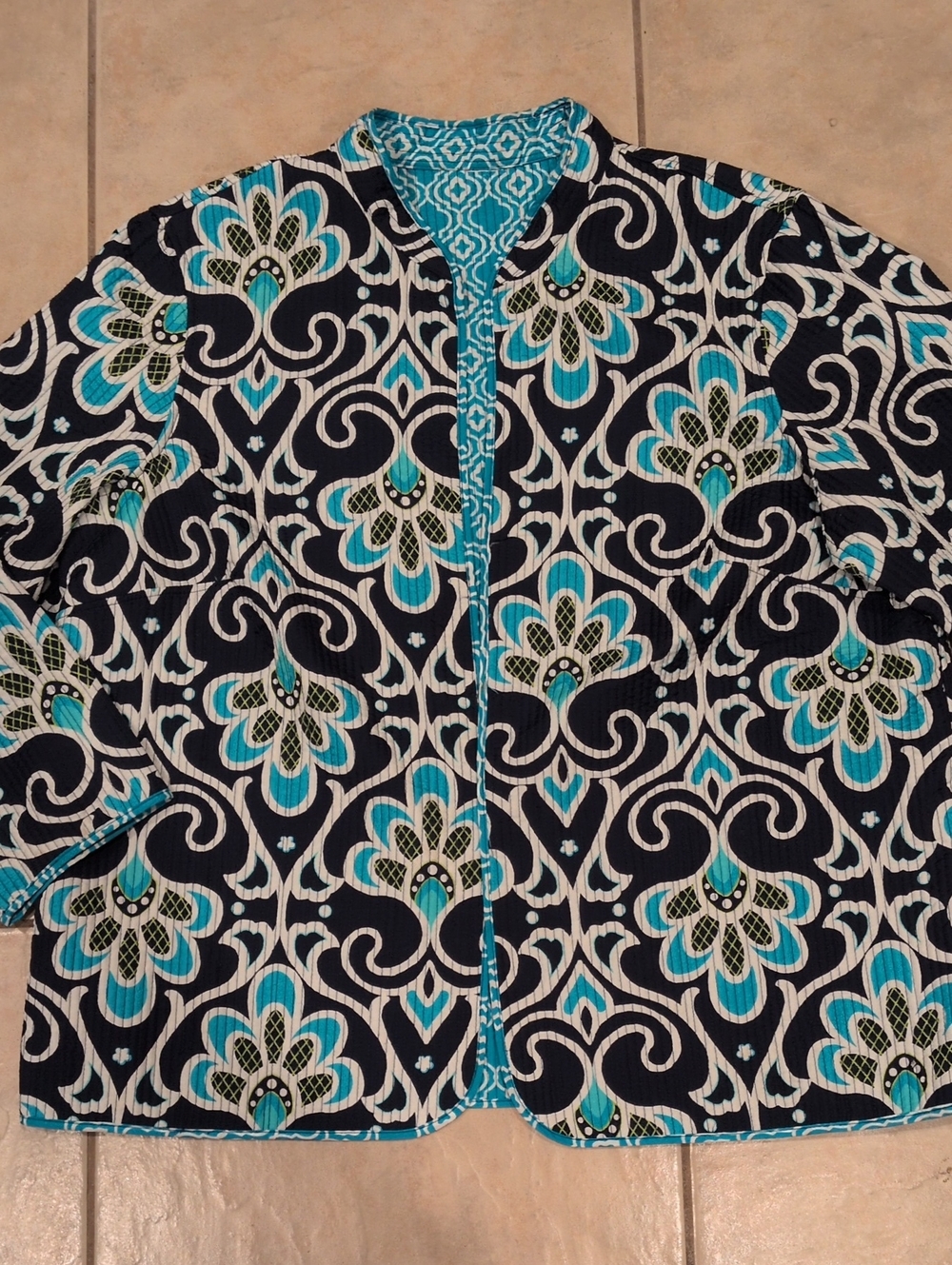 Alfred Dunner Blue Quilted Jacket Blazer Size Large
